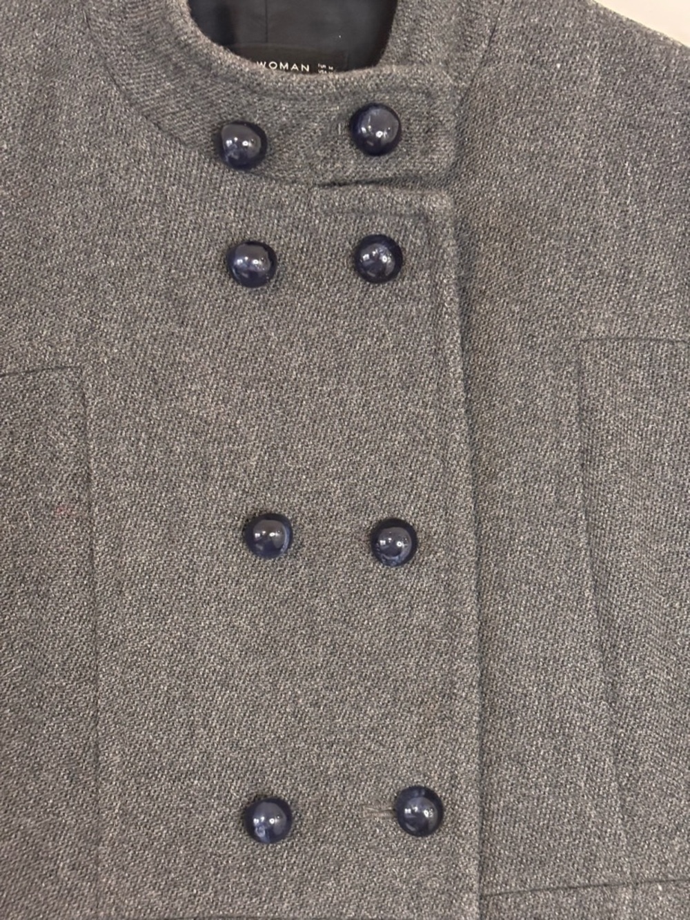 Zara Woman Gray Wool-Blend Double Breasted Pea Coat Women’s Size Medium - Picture 3 of 9